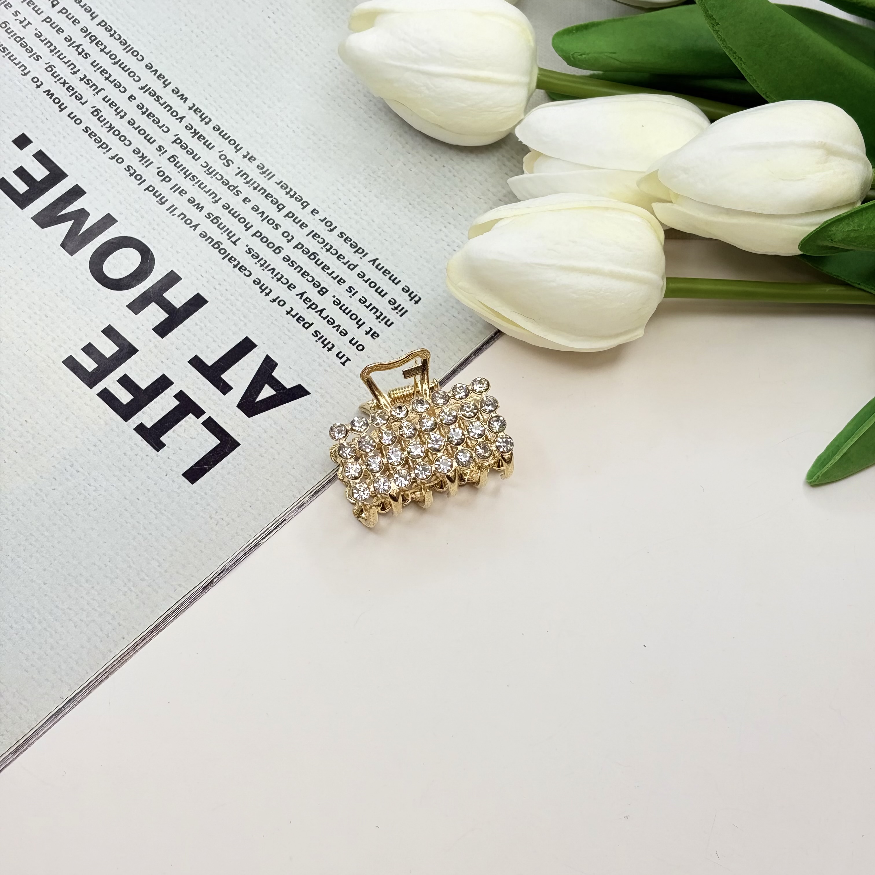 کلیپس فلزی مستطیلی فول نگین سایز 3.5 CM