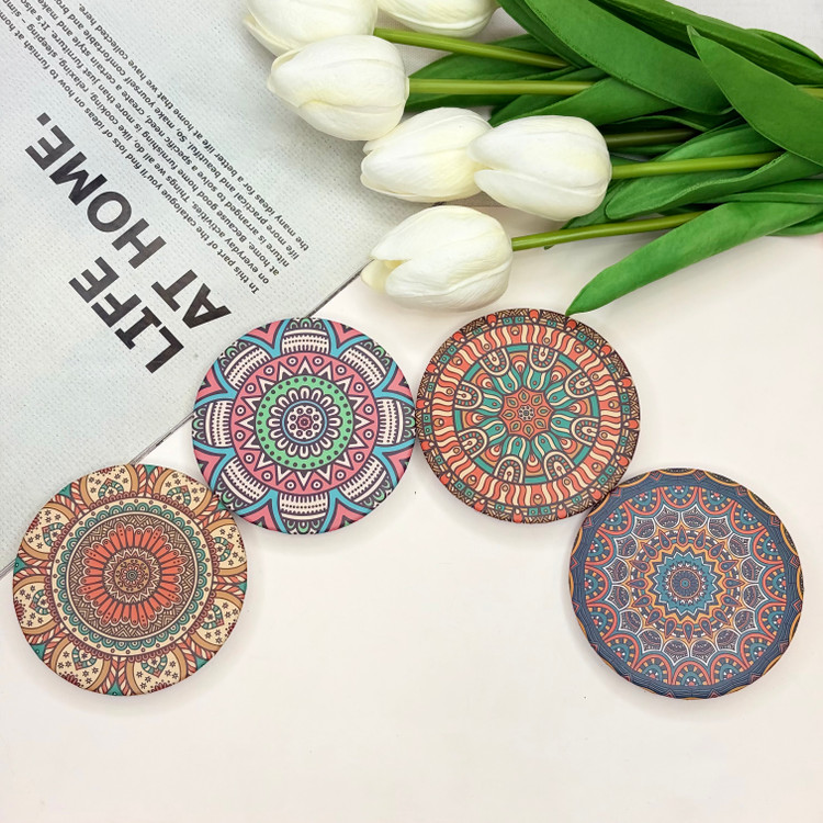 آینه جیبی دوطرفه طرح ماندلا دایره نیمهمات7cm