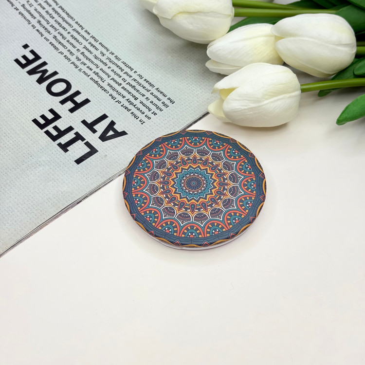 آینه جیبی دوطرفه طرح ماندلا دایره نیمهمات7cm
