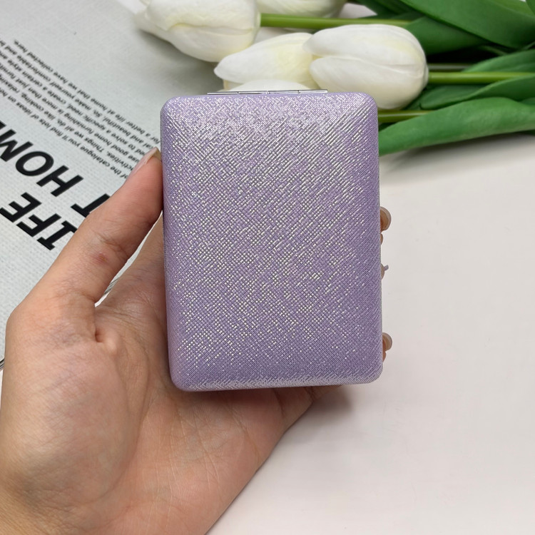 آینه جیبی دوطرفه مدل شاین دار مستطیل چرم 8.5cm در 6cm