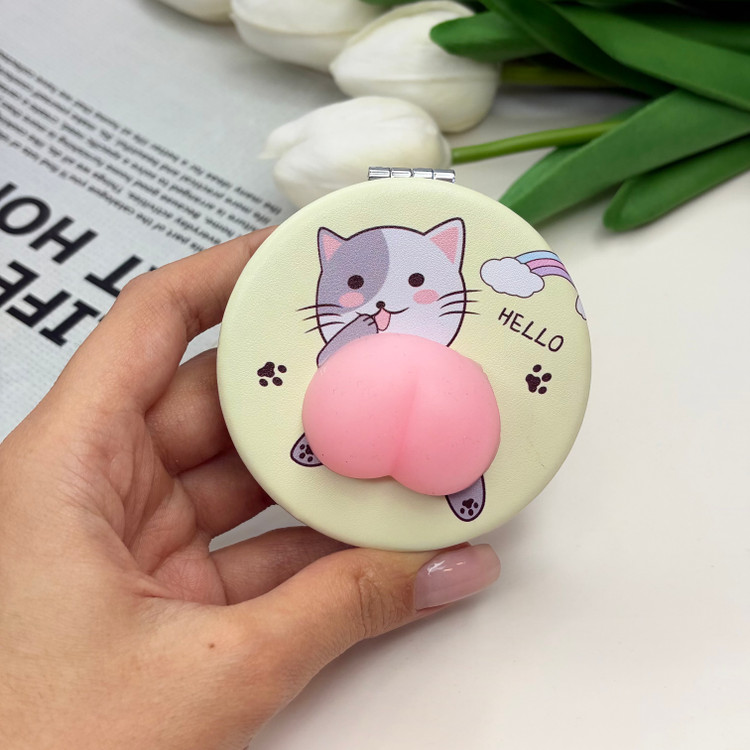 آینه جیبی دوطرفه چرمی دایره ای 7cm