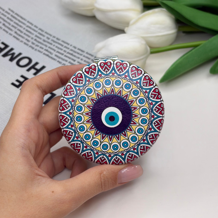 آینه جیبی دوطرفه طرح چشم زخم دایره ای 7cm