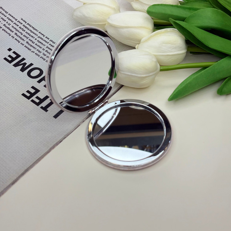 آینه جیبی دوطرفه طرح کاشی چرم دایره ای 7cm