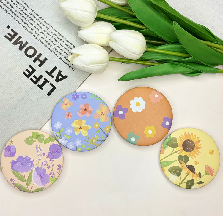 آینه جیبی دوطرفه طرح گل دایره ای 7cm