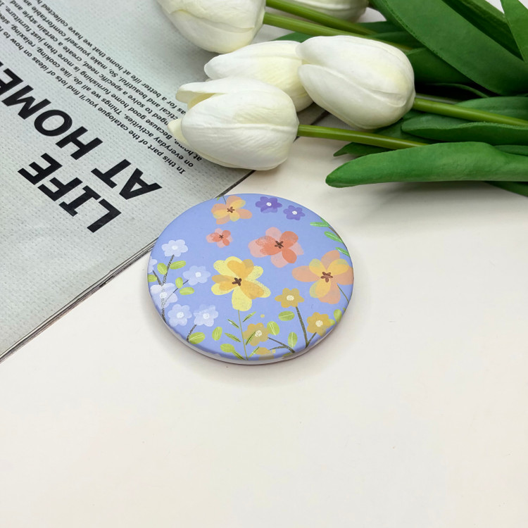 آینه جیبی دوطرفه طرح گل دایره ای 7cm