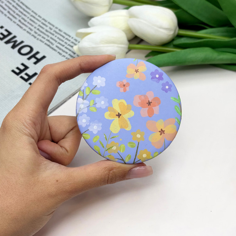 آینه جیبی دوطرفه طرح گل دایره ای 7cm