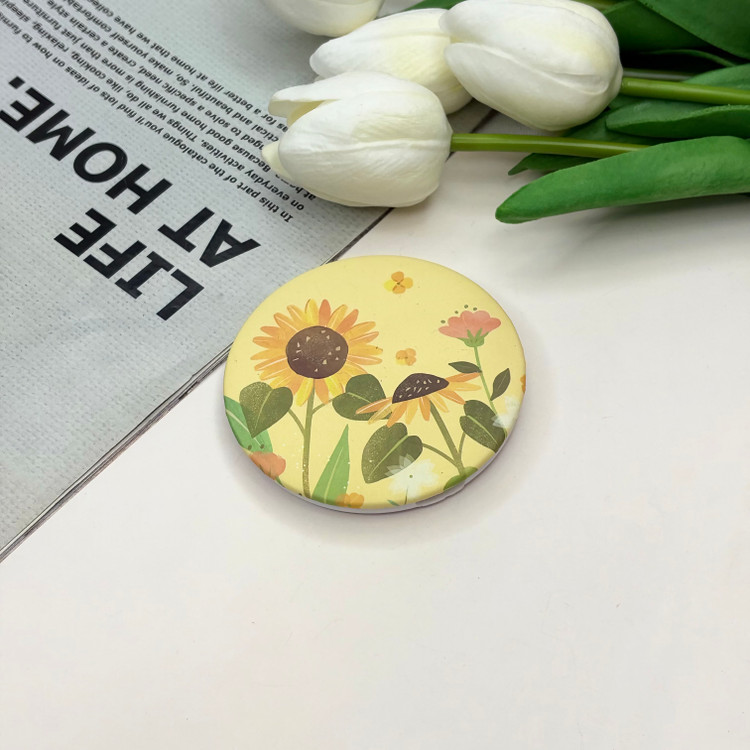آینه جیبی دوطرفه طرح گل دایره ای 7cm