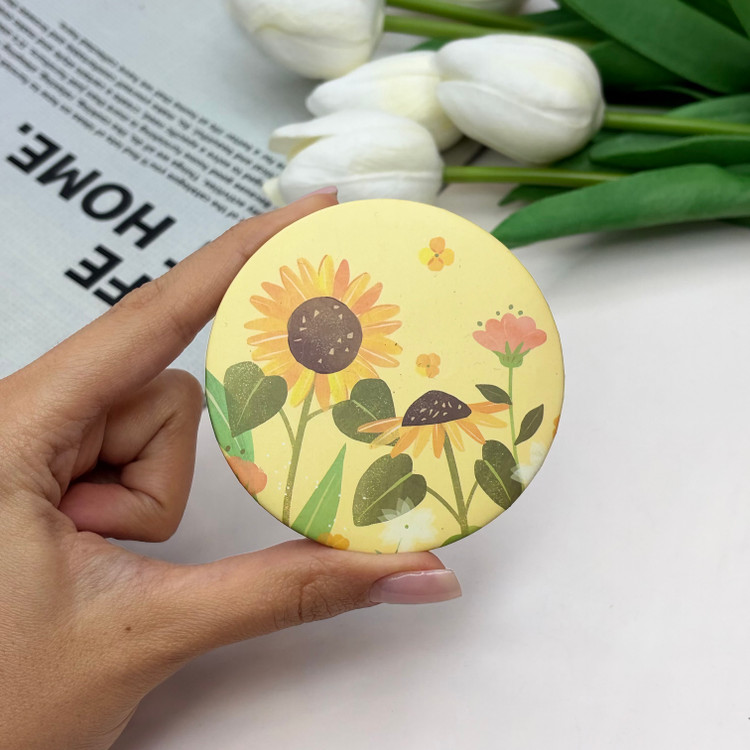 آینه جیبی دوطرفه طرح گل دایره ای 7cm