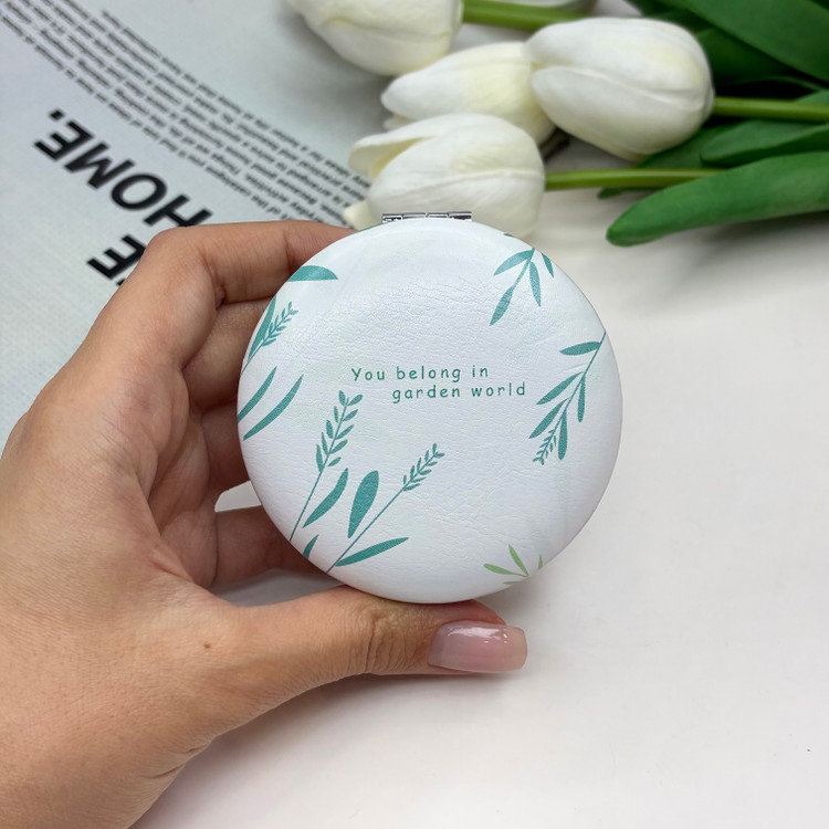 آینه جیبی دوطرفه دایره ای چرم 7cm