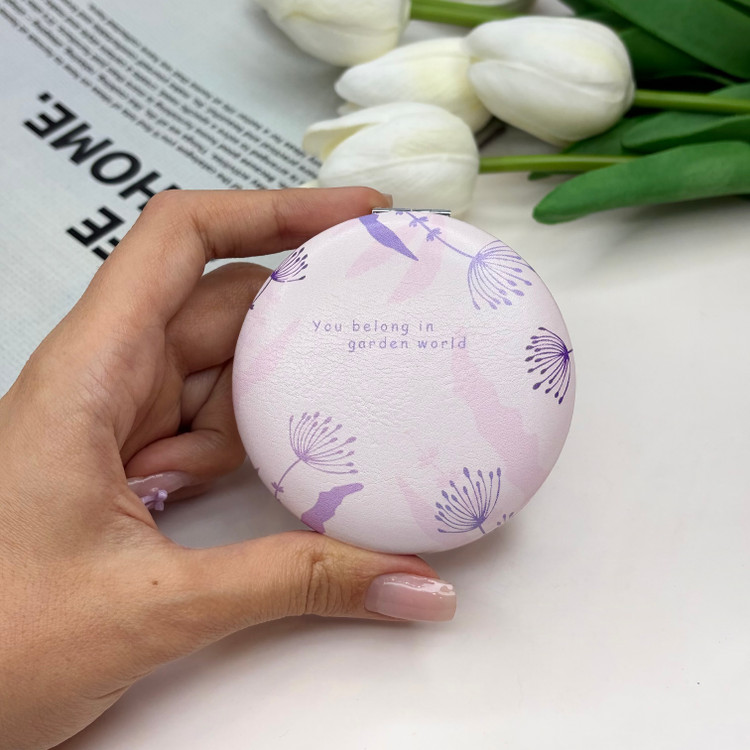 آینه جیبی دوطرفه دایره ای چرم 7cm