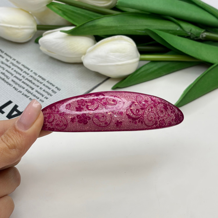 کلیپس فرانسوی بیضی طرح گلدار شاین 10cm