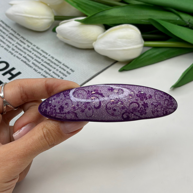 کلیپس فرانسوی بیضی طرح گلدار شاین 10cm