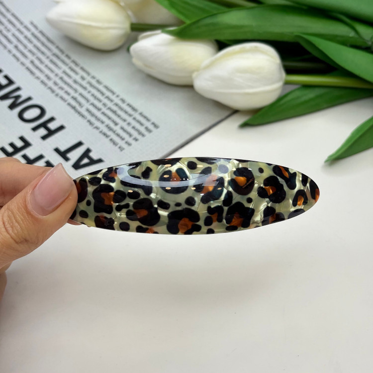 کلیپس فرانسوی بیضی طرح پلنگی9.5cm
