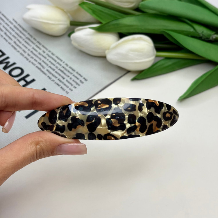 کلیپس فرانسوی بیضی طرح پلنگی9.5cm