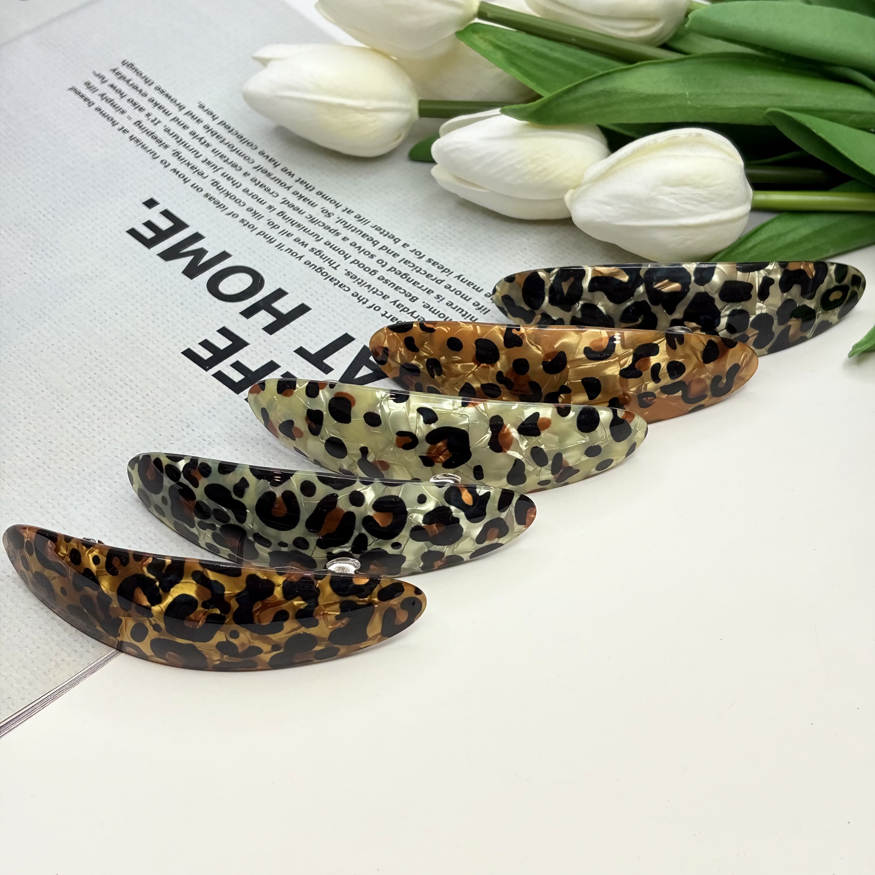 کلیپس فرانسوی بیضی طرح پلنگی9.5cm