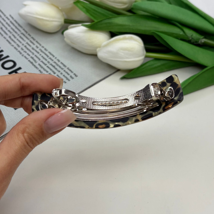 کلیپس فرانسوی مستطیلی طرح پلنگی 9.5cm