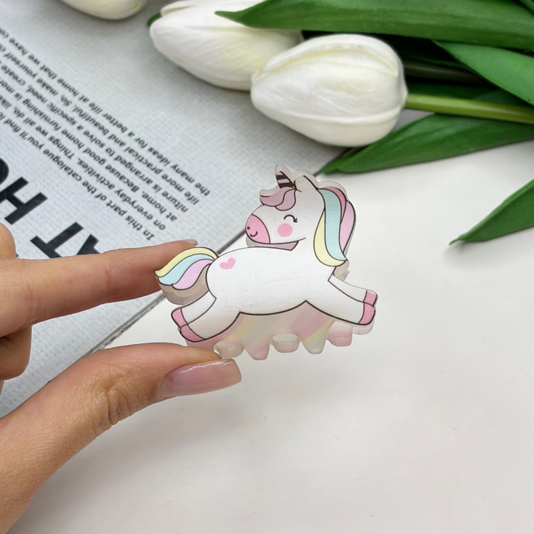 کلیپس مو طرح اسب تک شاخ یونیکورن یخی مات4.5cm