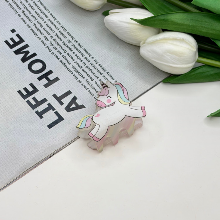 کلیپس مو طرح اسب تک شاخ یونیکورن یخی مات4.5cm
