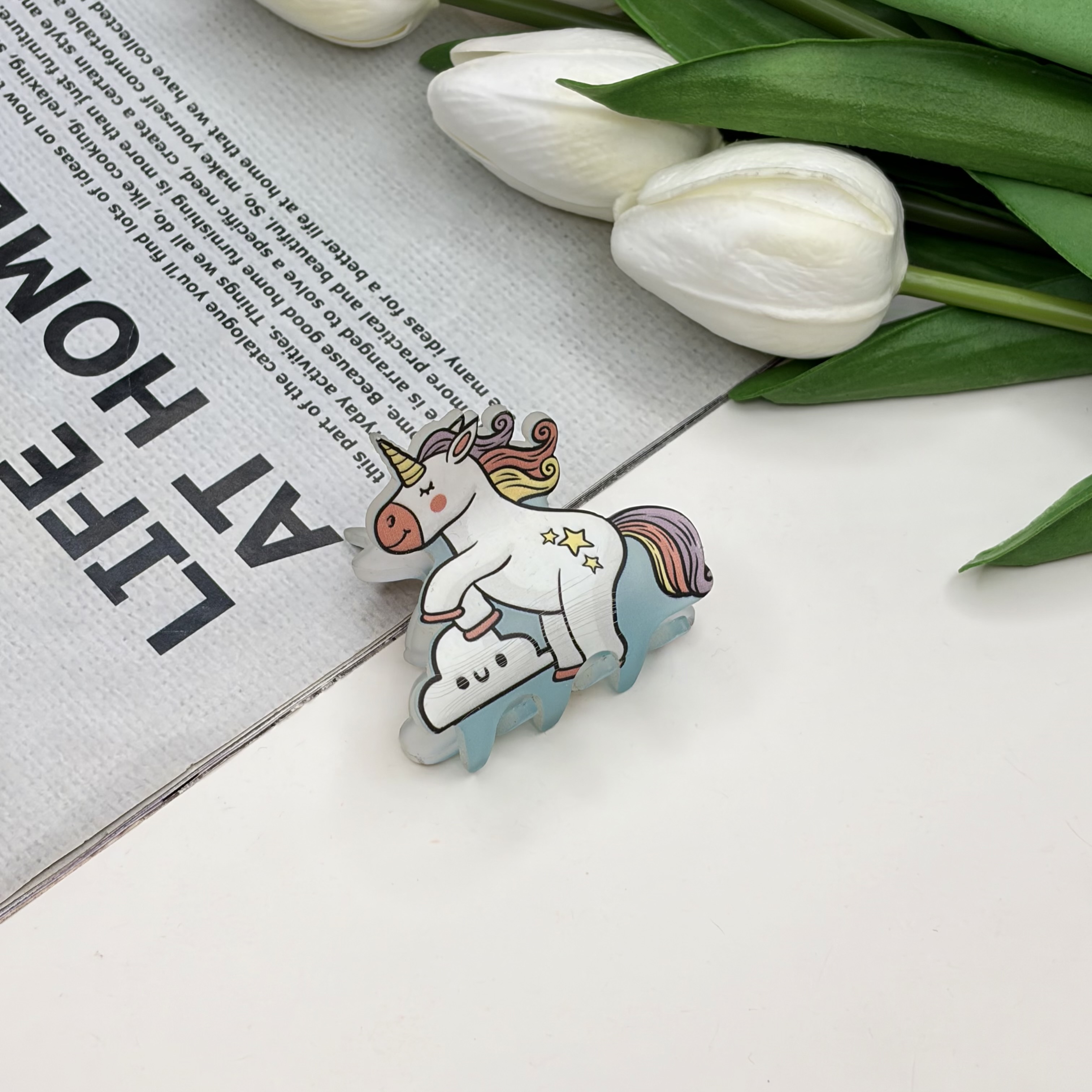 کلیپس مو طرح اسب تک شاخ یونیکورن4.5cm