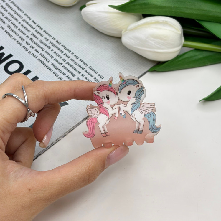 کلیپس مو طرح اسب تک شاخ یونیکورن یخی مات4.5cm