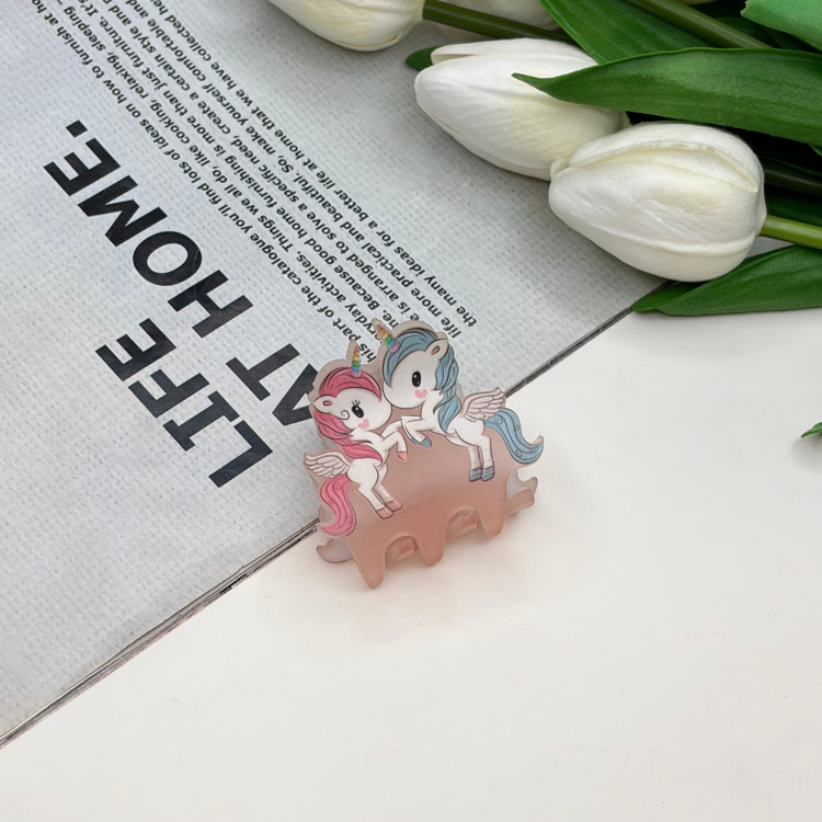 کلیپس مو طرح اسب تک شاخ یونیکورن یخی مات4.5cm