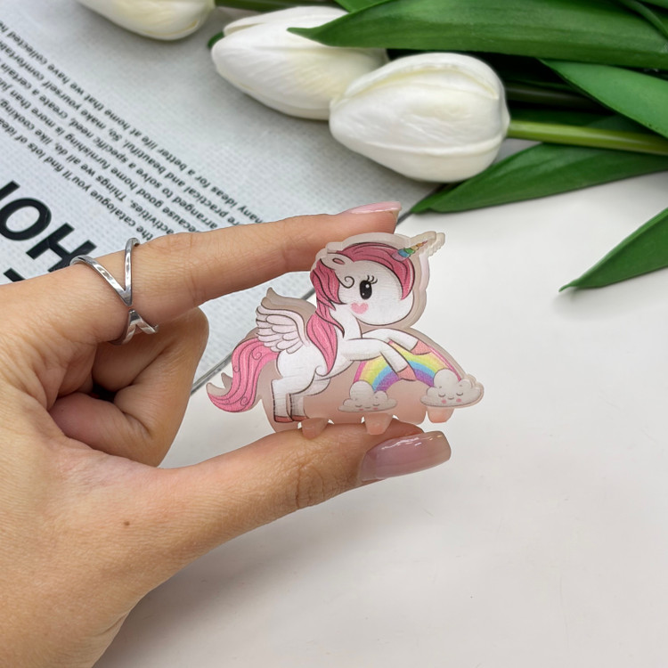 کلیپس مو طرح اسب تک شاخ یونیکورن یخی مات4.5cm