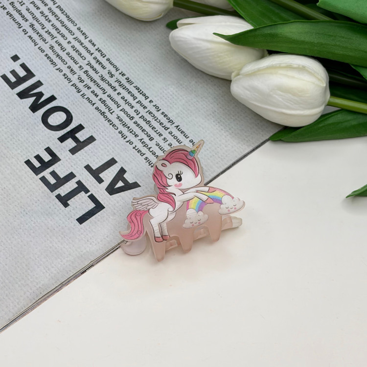 کلیپس مو طرح اسب تک شاخ یونیکورن یخی مات4.5cm