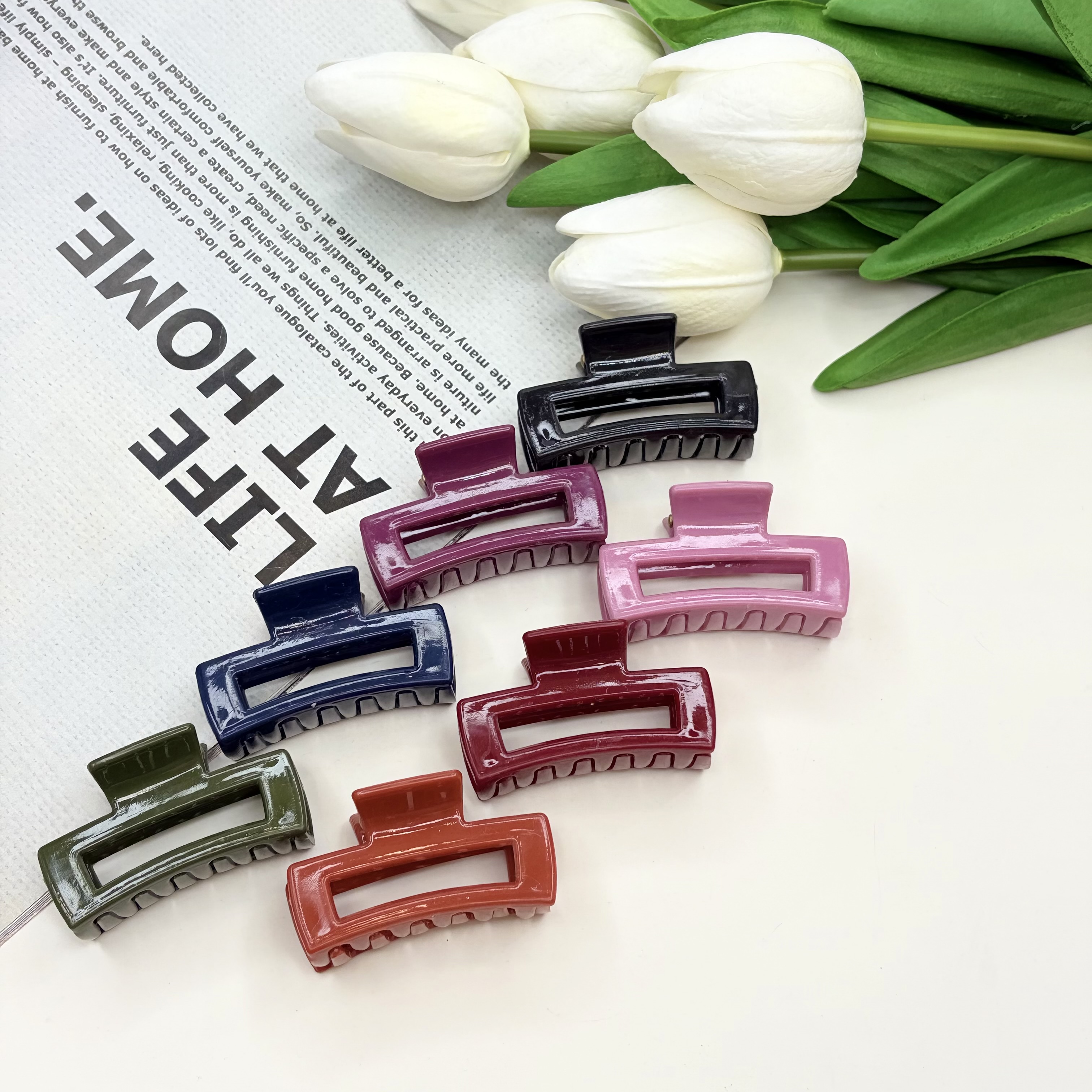 کلیپس طرح مستطیل سایز کوچک رنگ براق4.5cm