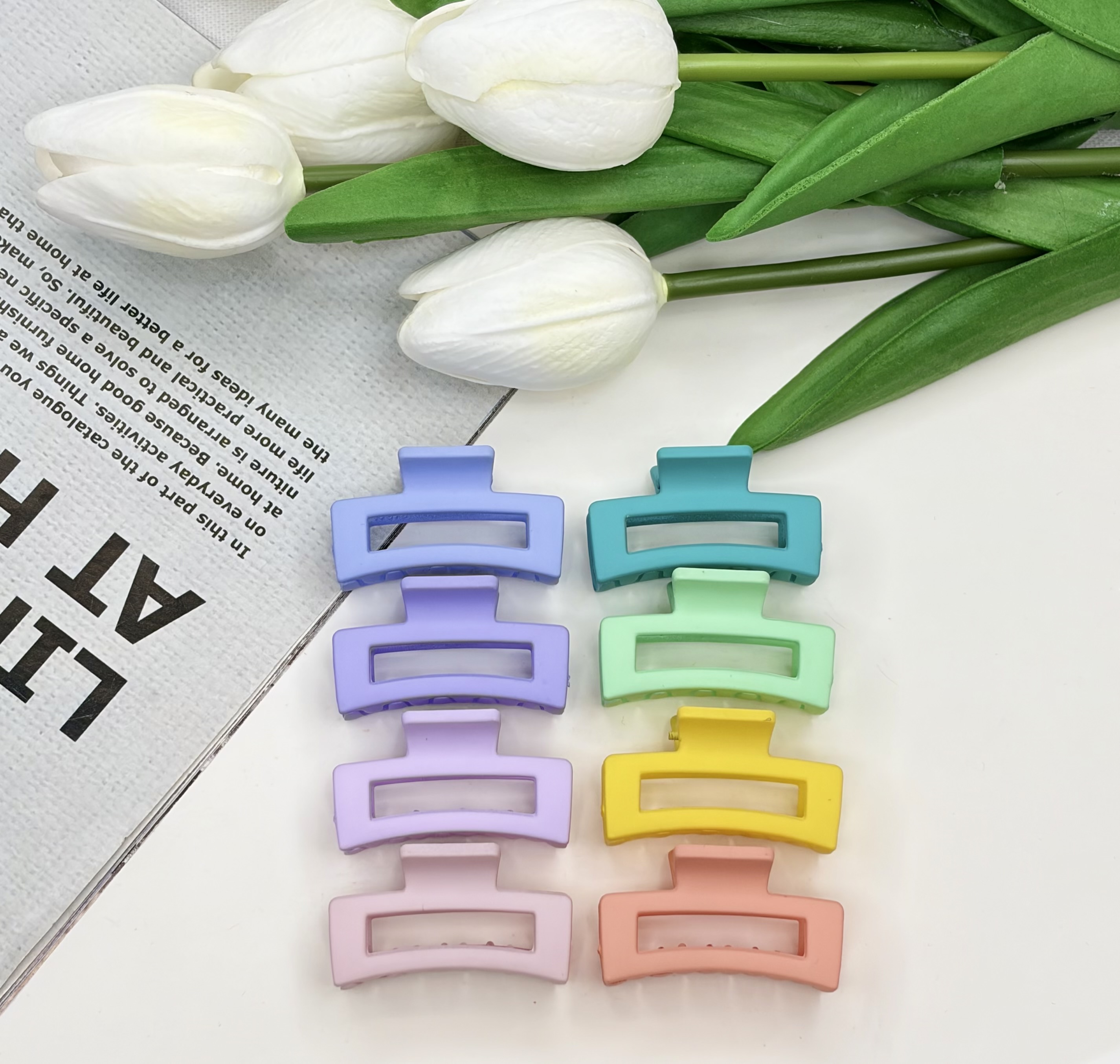 کلیپس مدل مستطیل خم سایز کوچک رنگ مات4.5cm