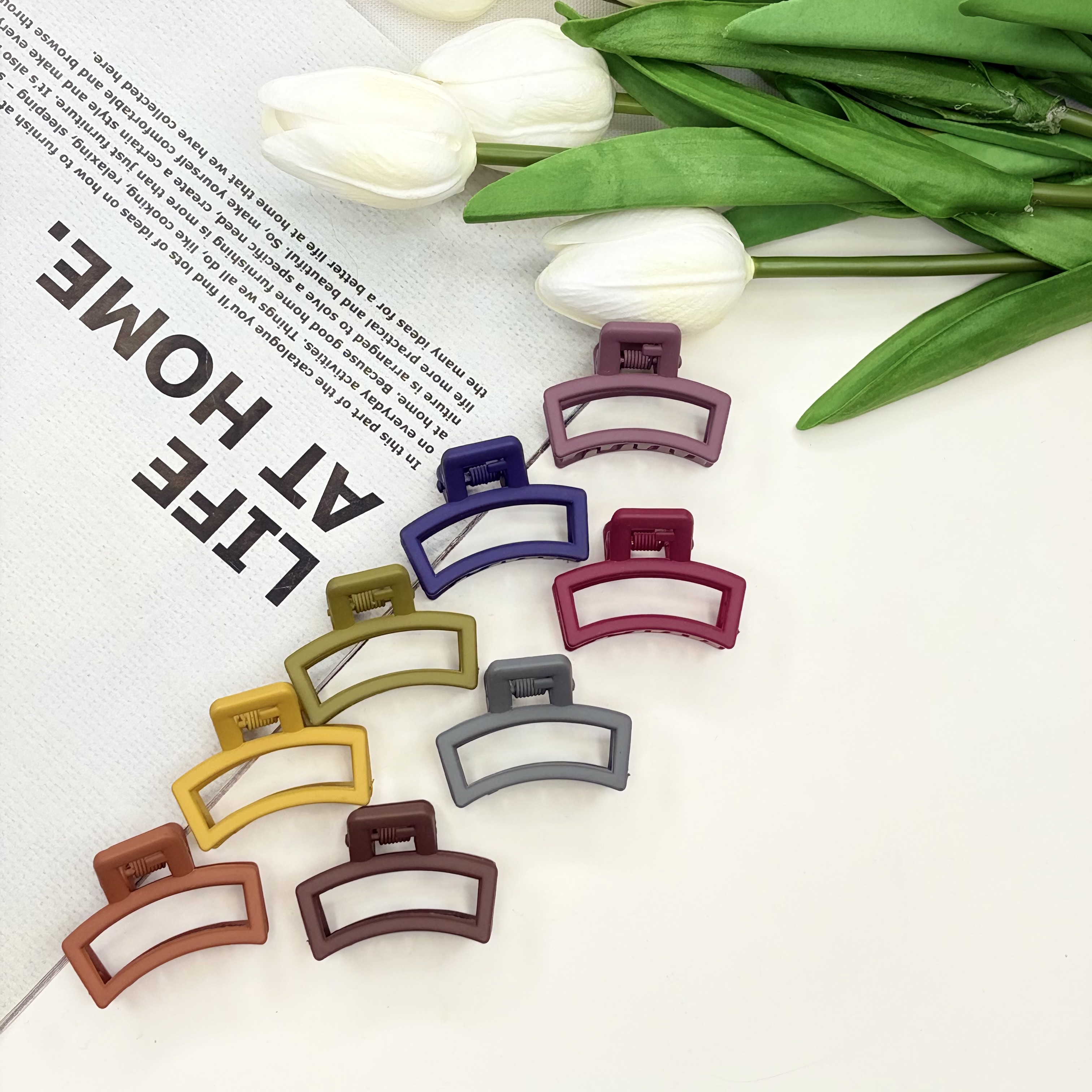 کلیپس مدل  مستطیل خم سایز کوچک رنگ مات3.5cm