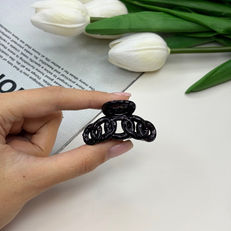 کلیپس مدل حلقه حلقه ای سایز کوچک رنگ مشکی براق3cm