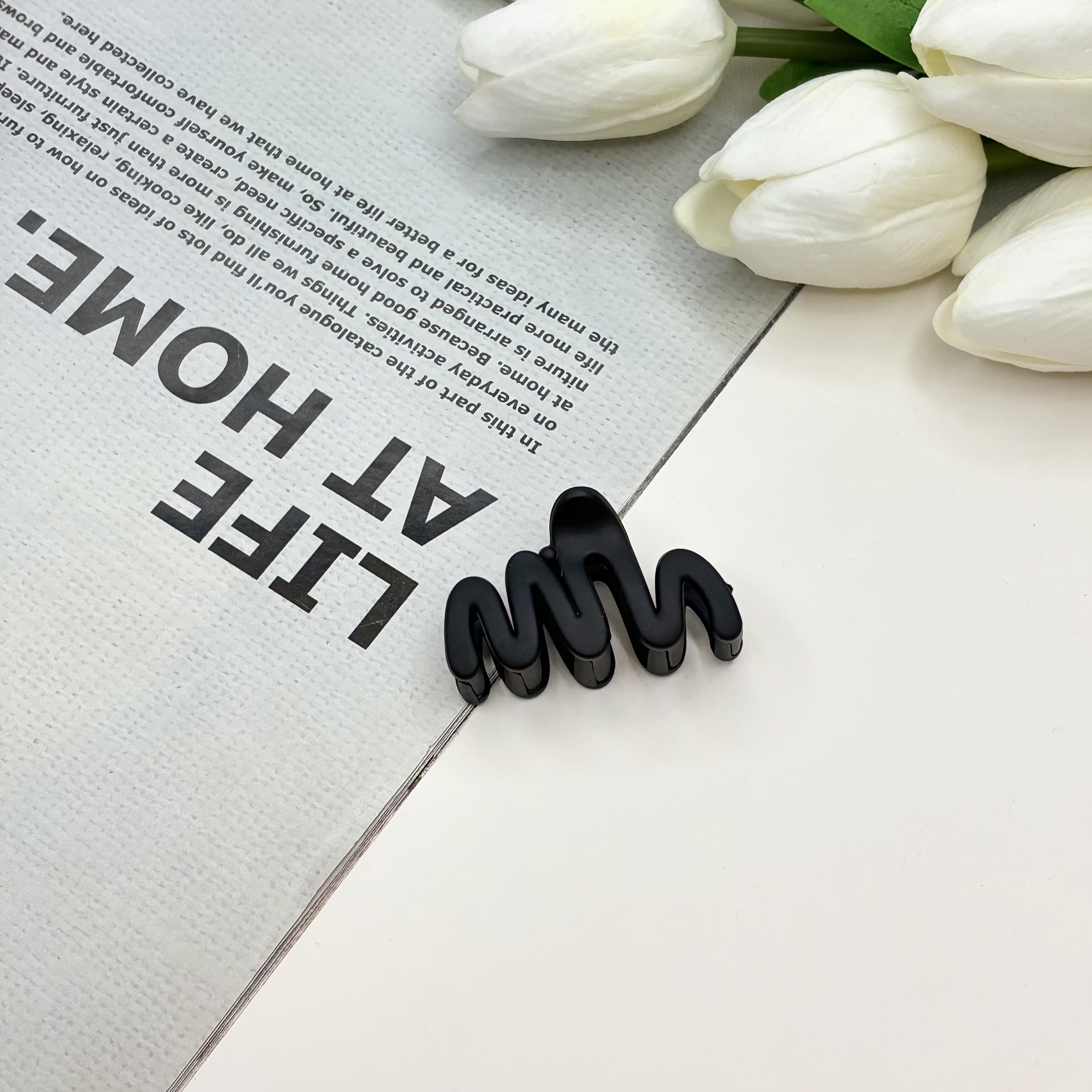 کلیپس مدل ضربان سایز کوچک رنگ مشکی مات4cm