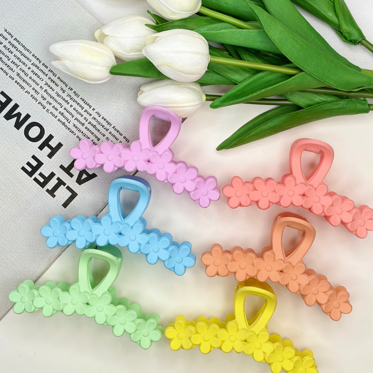 کلیپس مدل گل گلی پیوسته خطی سایز بزرگ رنگی مات11cm