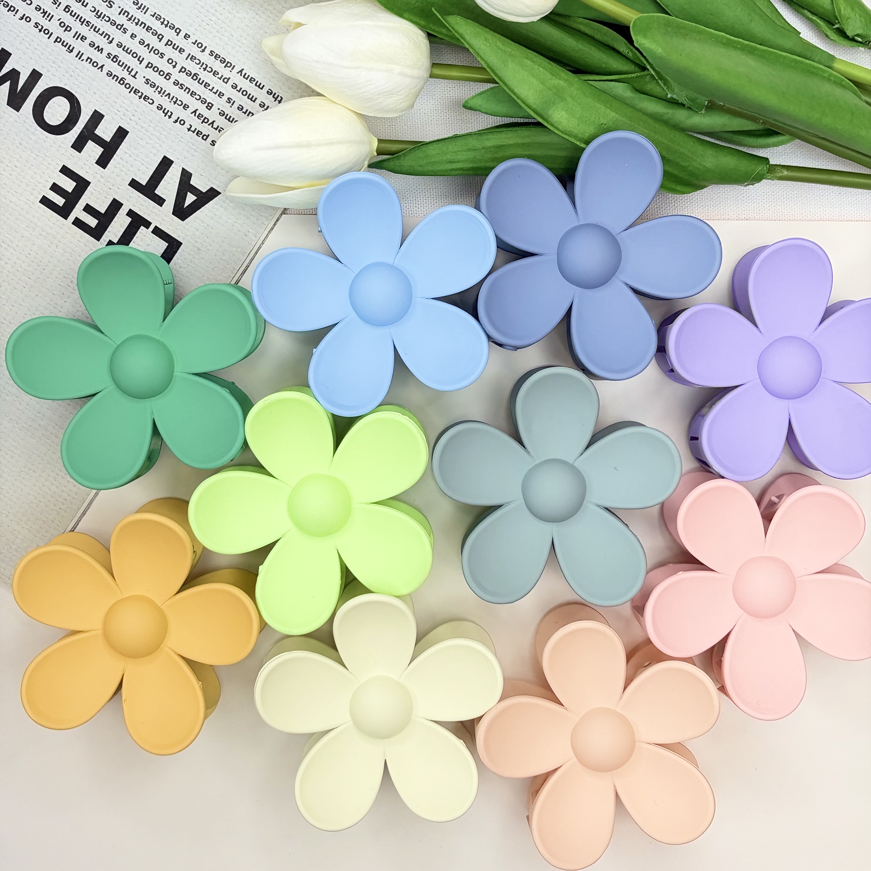 کلیپس طرح گل رنگی سایز بزرگ مات7cm