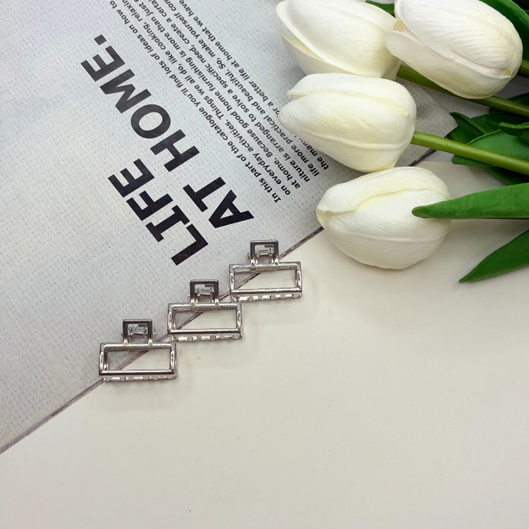 کلیپس فلزی طرح مستطیل سایز کوچک رنگ نقره ای2.5cm