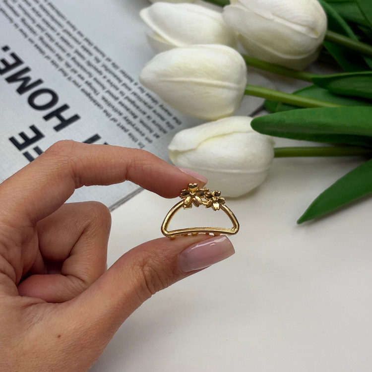 کلیپس فلزی طرح نیم دایره دوگل سایز کوچک رنگ طلایی2.5cm