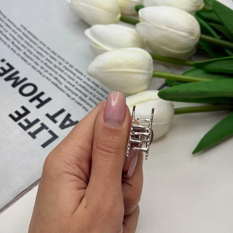 کلیپس فلزی طرح پر سایز کوچک رنگ نقره ای2.5cm