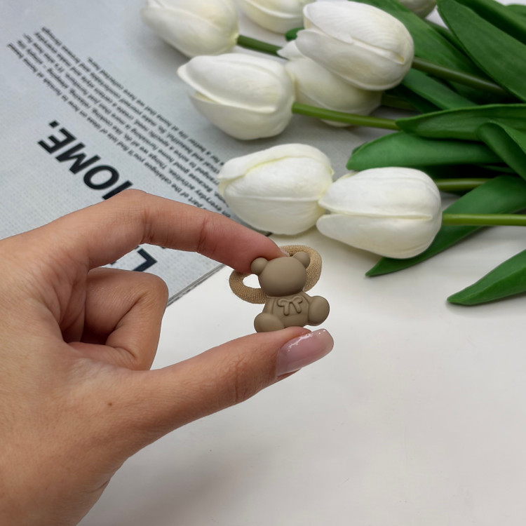کش موی پیکسل طرح خرس تدی رنگ نسکافه ای مات جفتی2cm