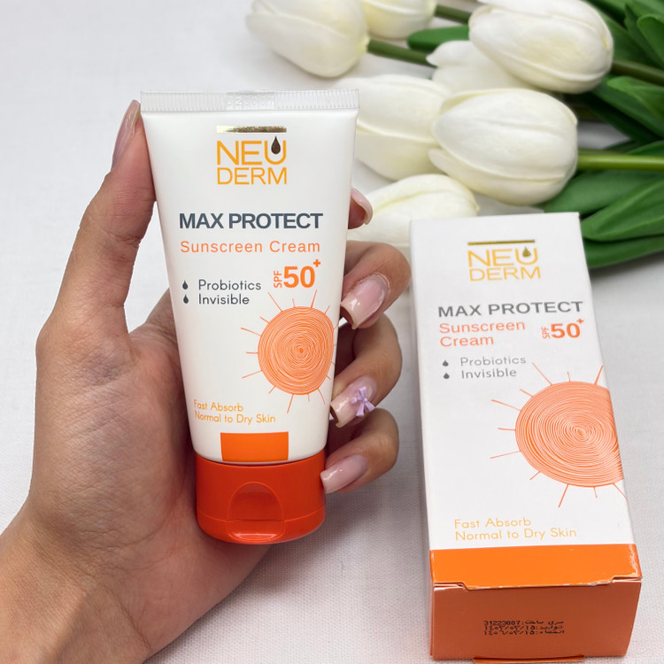 کرم ضدآفتاب مکس پروتکت بی رنگ نئودرم spf 50مناسب پوست های خشک و معمولی50میل