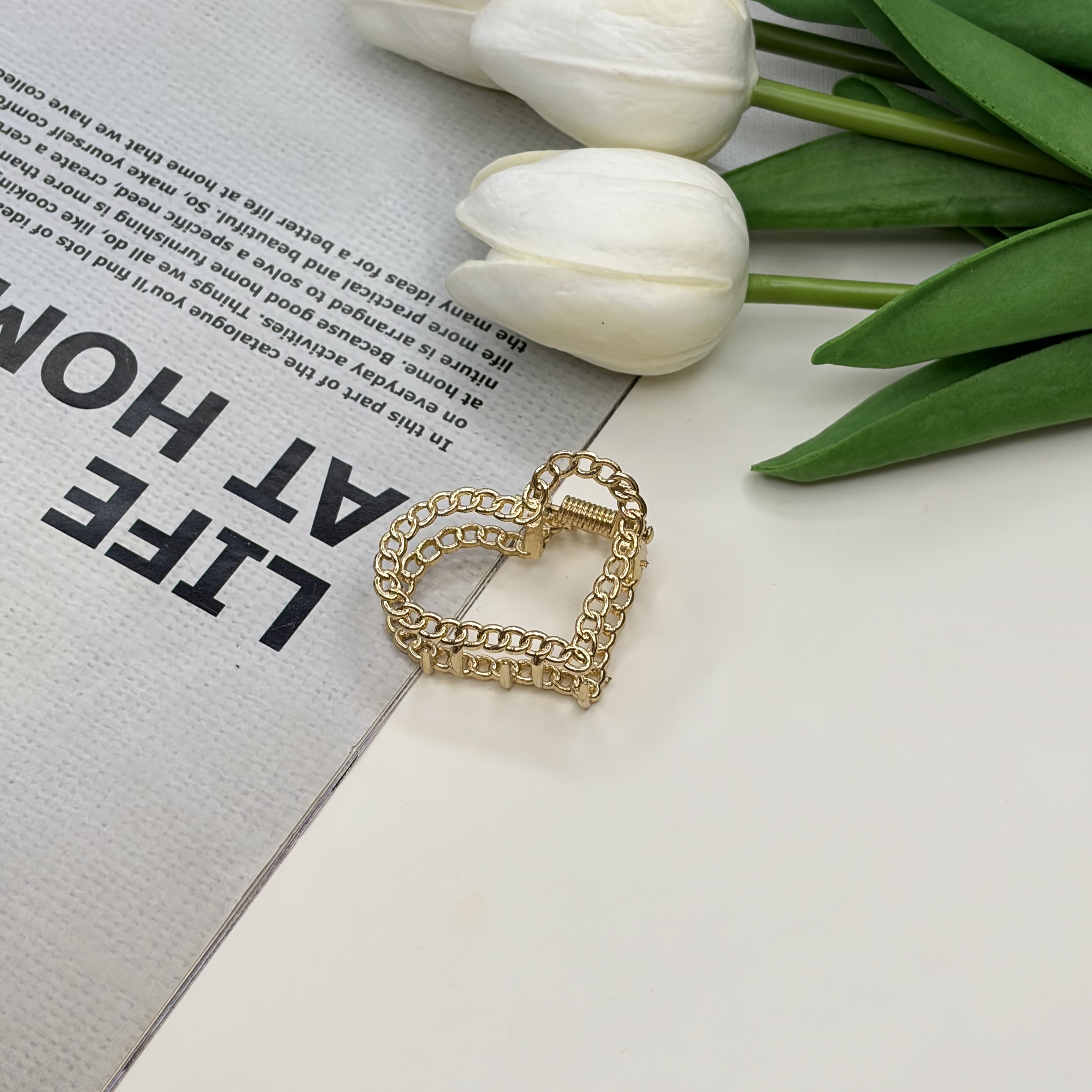 کلیپس فلزی طرح قلب براق4cm