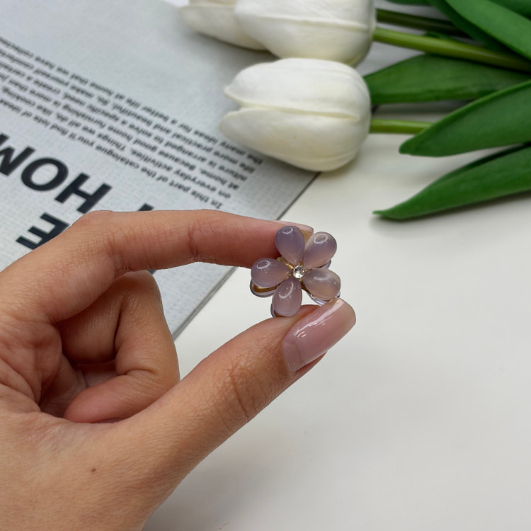 کلیپس فلزی طرح گل کریستالی سایز کوچک2cm