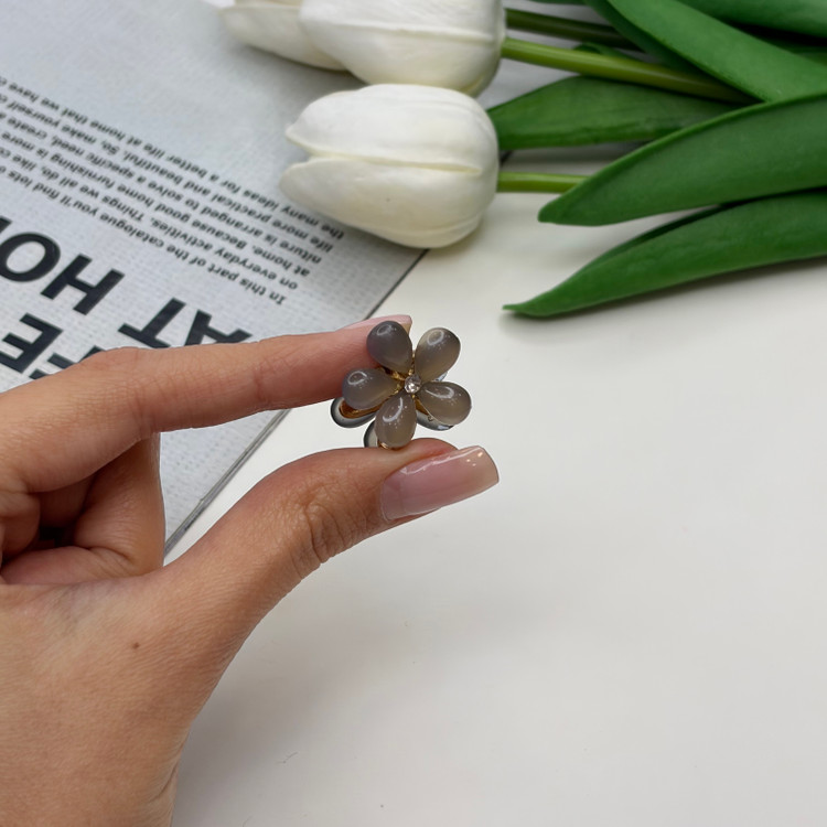 کلیپس فلزی طرح گل کریستالی سایز کوچک2cm