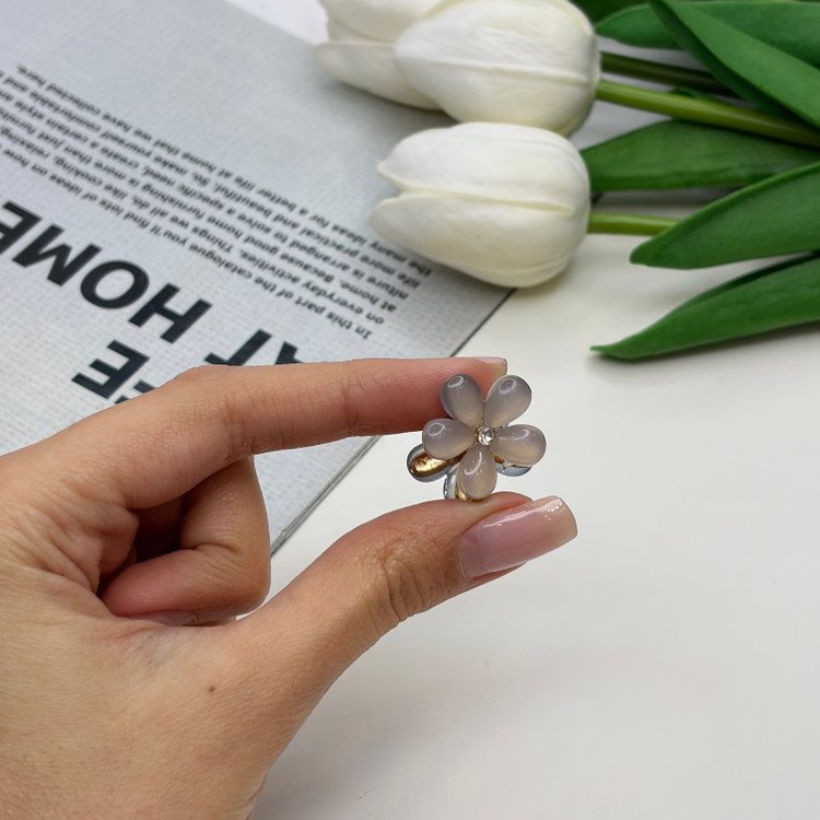 کلیپس فلزی طرح گل کریستالی سایز کوچک2cm
