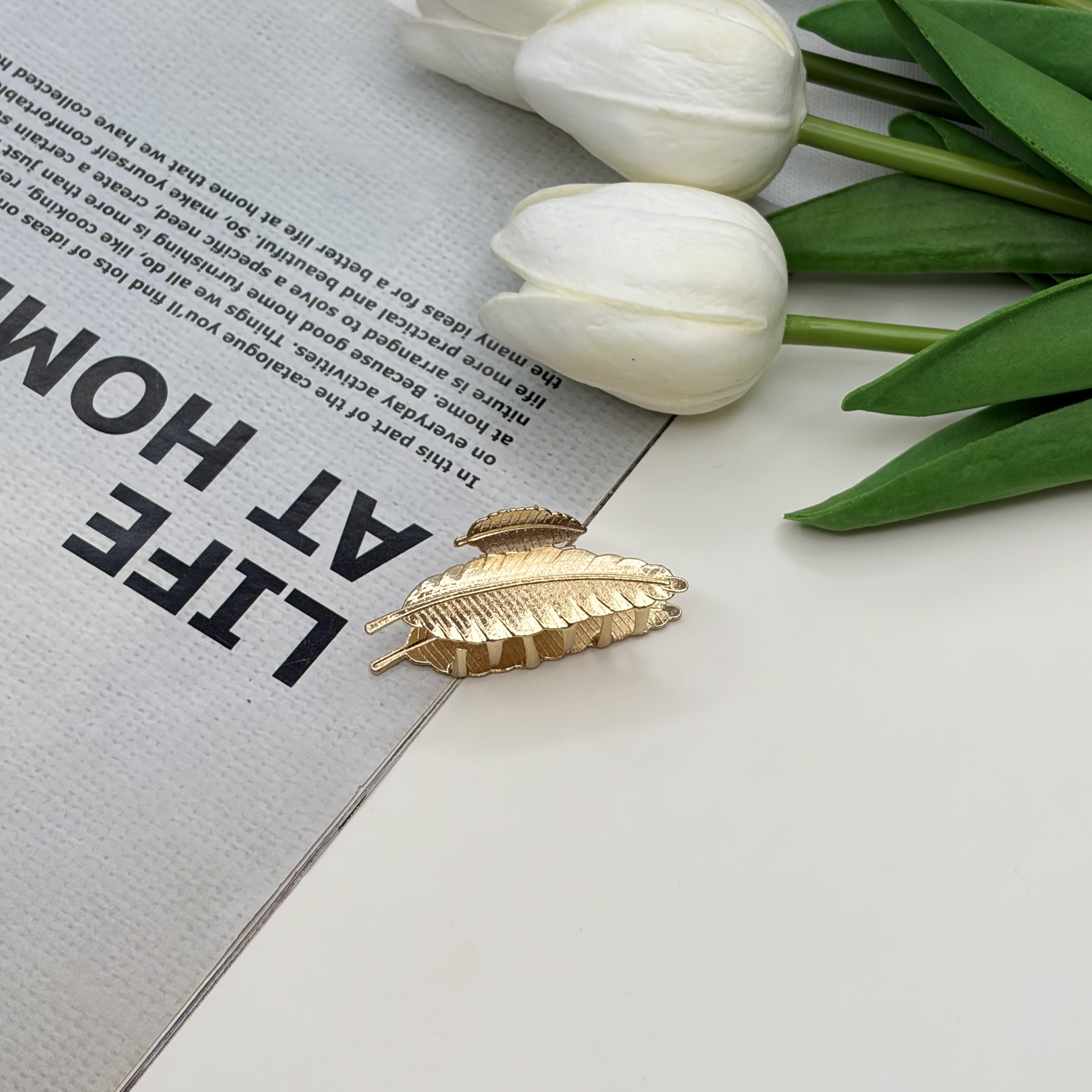 کلیپس فلزی طرح پر رنگ طلایی4.5cm