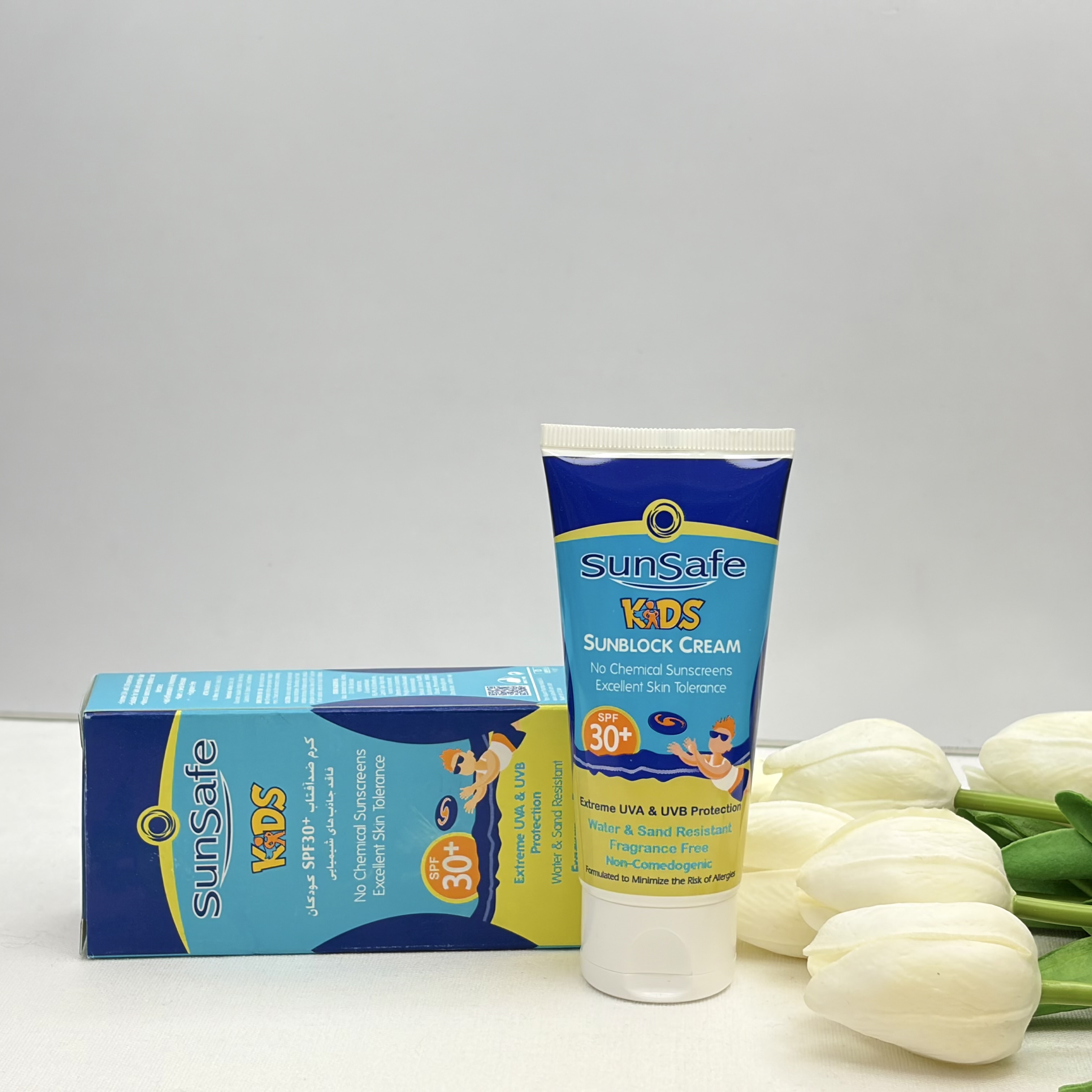 کرم ضدآفتاب سان سیف spf30مناسب کودکان فاقد جاذب های شیمیایی
