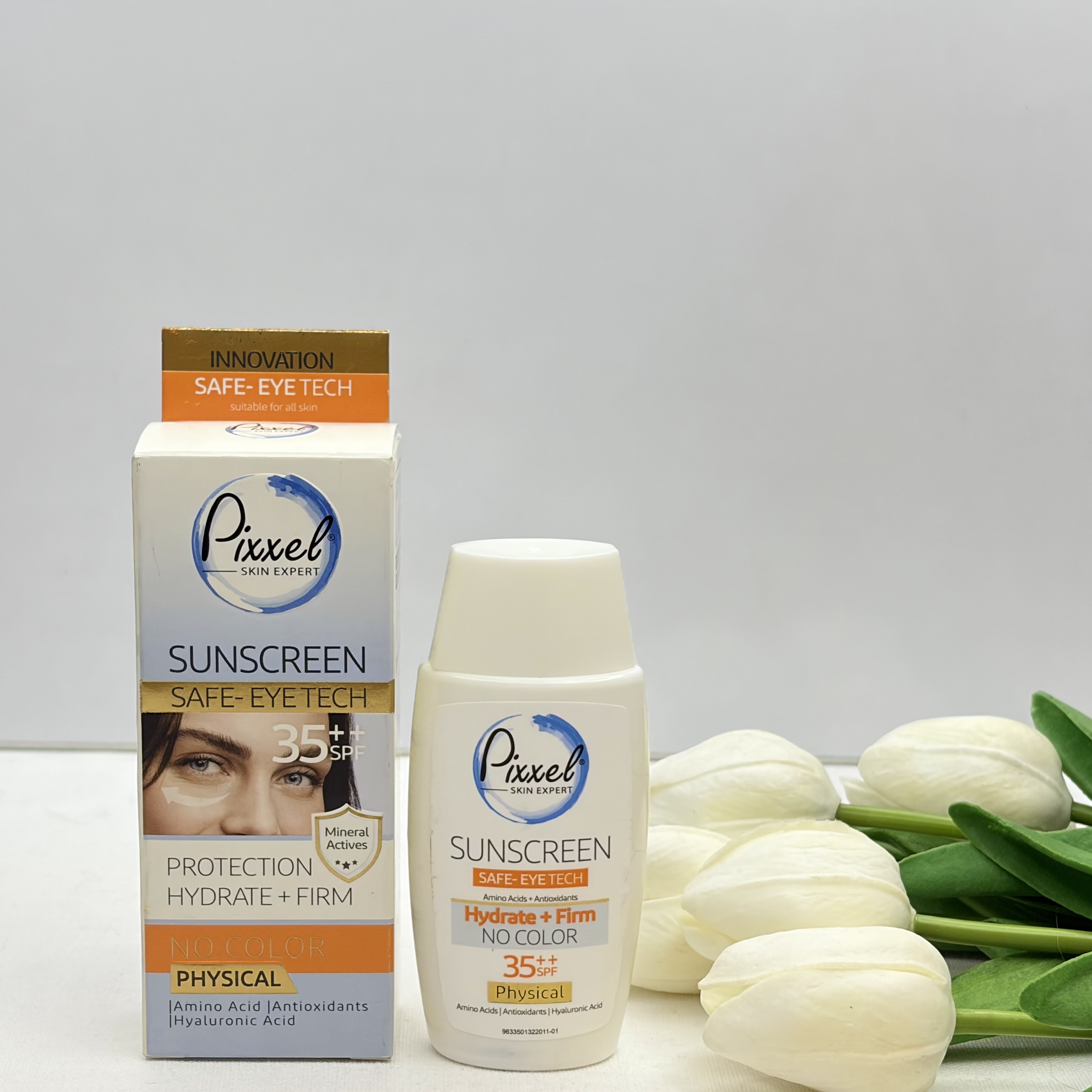 کرم ضدآفتاب فیزیکی دورچشم و صورت بدون رنگ پیکسلspf35