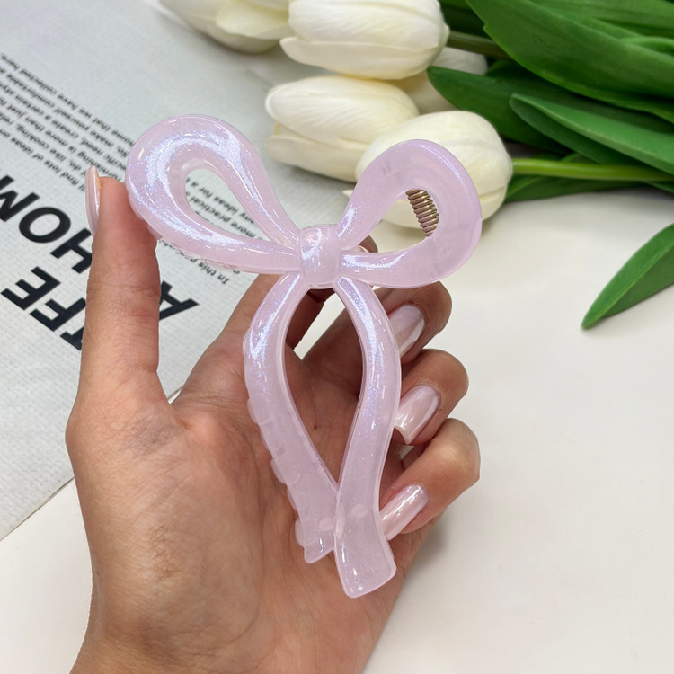 کلیپس طرح پاپیون شاین دار رنگ پاستلی براق سایز بزرگ11cm