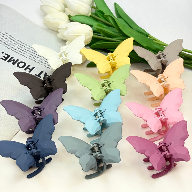کلیپس طرح پروانه رنگ مات سایز بزرگ8cm