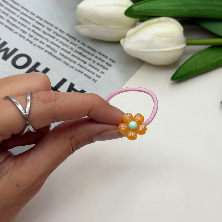 کشمو ۳تایی پیکسل دار طرح گل رنگ نارنجی صورتی شاینی