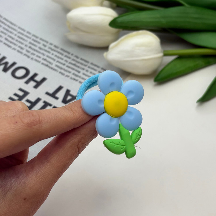 پک دوتایی کش مو حوله ای پیکسل دارطرح گل و خز دار رنگ آبی